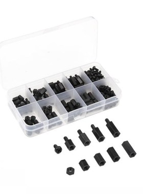 180Pcs Black M3 Nylon Hex Spacers Male/Female Screws Nuts St