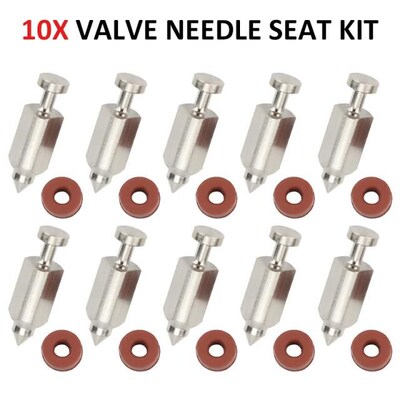 10 Set Carburetor Float Valve Needle Seat Kit Fit 适用于 Flo