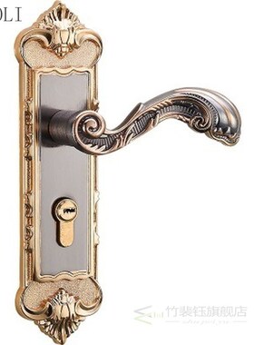 European Retro Door Handle Lock Aluminum Alloy Vintage Inter
