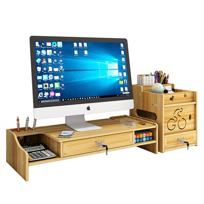Computer monitor heightening stand base desktop storage shel