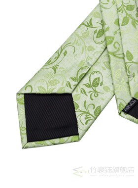 Hi-Tie Men Silk Tie Grass Green Ties Floral Necktie Boutonni
