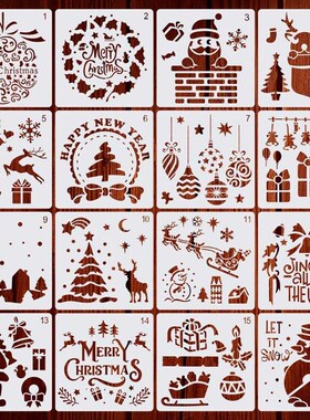 16pcs/set DIY Merry Christmas Drawing Stencil Templates Embo