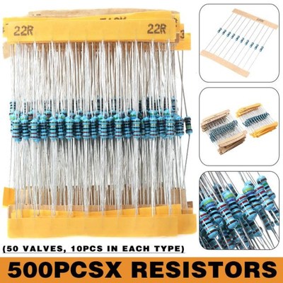 Mayitr 500Pcs/Set Metal Film Resistors 50 Values Resistors 1