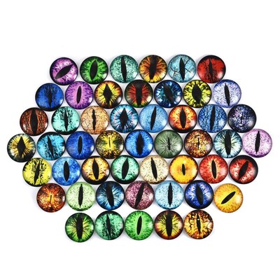 50pcs round 12/20/25mm Glass Dragon  Eyes Cabochons Dome