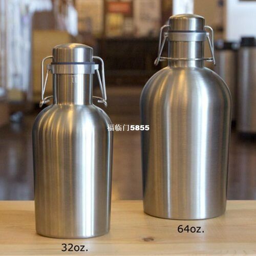 Homebrew 32OZ Stainless Steel Beer Growler 1.0L Secure Swing