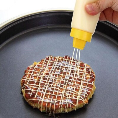 1pc 4 Holes Plastic Salad Dressing Squeeze Sauce Bottle Cond