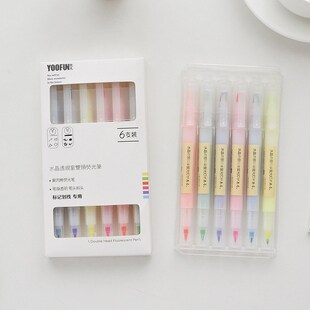 *6Pcs Cute Double-end Highlighters Pastel Liquid Chalk Marke