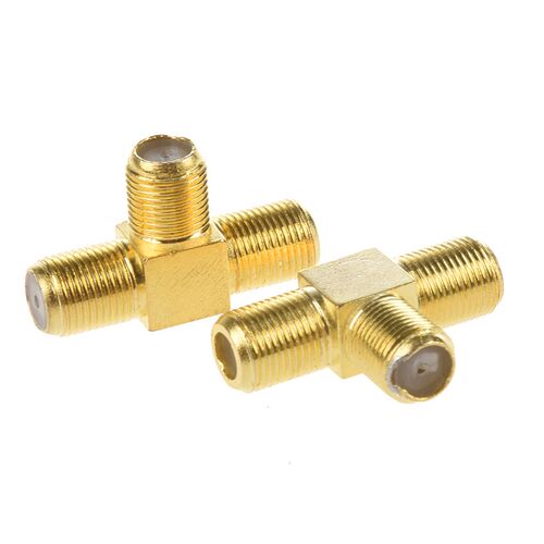 SODIAL(R) 2pcs F Female to Two F female Jack Triple T RF Ada