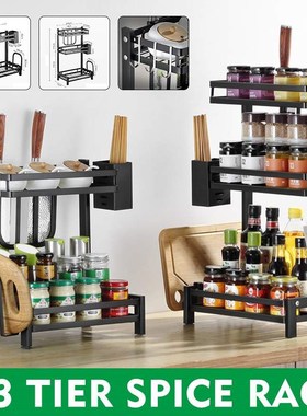 2/3-Layer Stainless Steel Spice Organizer Rack Kitchen Stora