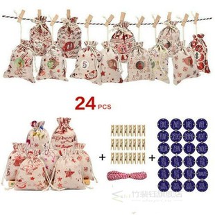 24pcs Christmas Advent Calendar Gift Bag Merry Christmas Dec