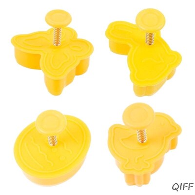 Easter Bunny Chick Eggs Fondant Biscuit Stamper DIY Cake Mol