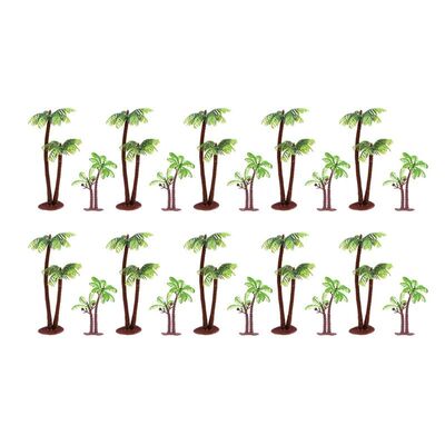 10 Pcs Simulation Plastic Palm Tree Model Cake Layout Props