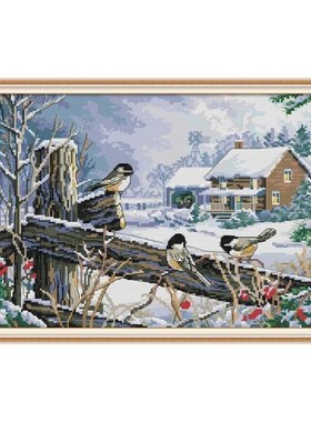Birds DIY Handmade Needlework Counted 14CT Printed Cross Sti