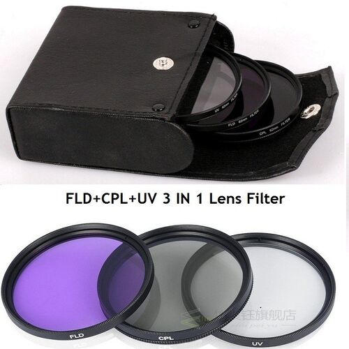 49MM 52MM 55MM 58MM 62MM 67MM 72MM 77MM UV+CPL+FLD 3 in 1 Le
