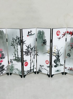 6-Panel Flower Bamboo Screen Room Divider Wood Folding Parti