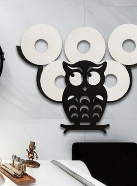 Staring Owl Cute Cast Iron Animal Black Paper Towel Holder,