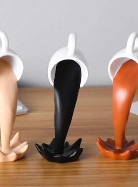 Resin Floating Spilling Coffee Cup Sculpture Creative Kitche