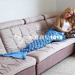 Mermaid Blanket Handmade Crochet Yarn Knitted Mermaid Tail B