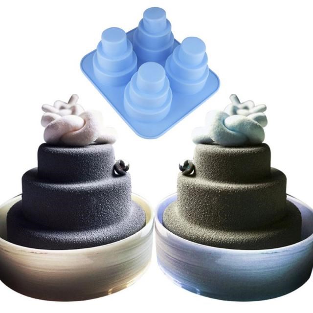 4 Cavity 3 Layer Silicone Mold Fondant Mousse Cake Chocolate