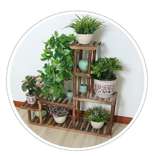 6-Tier Wood Shelf Flower Pot Plant Stand Home Garden Outdoor