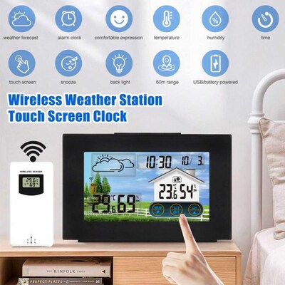 Weather Station Digital Alarm Table Clock Snooze Function Th