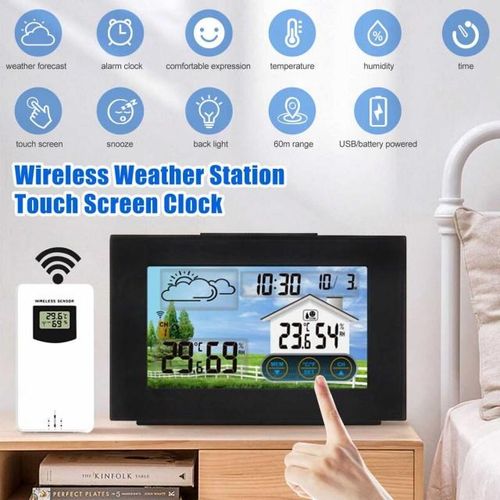 Weather Station Digital Alarm Table Clock Snooze Function Th