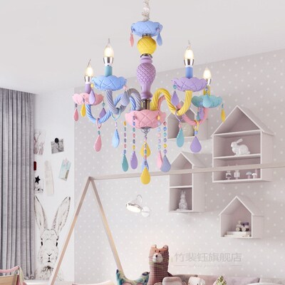 Crystal Chandelier Macaron Color Droplight Children Bedroom