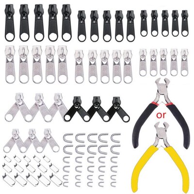 85pcs/set Zipper Repair Kit Sewing Jacket Slider Install Pli