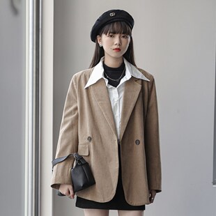 2021 pit strip jacket Loose corduroy blazer for women