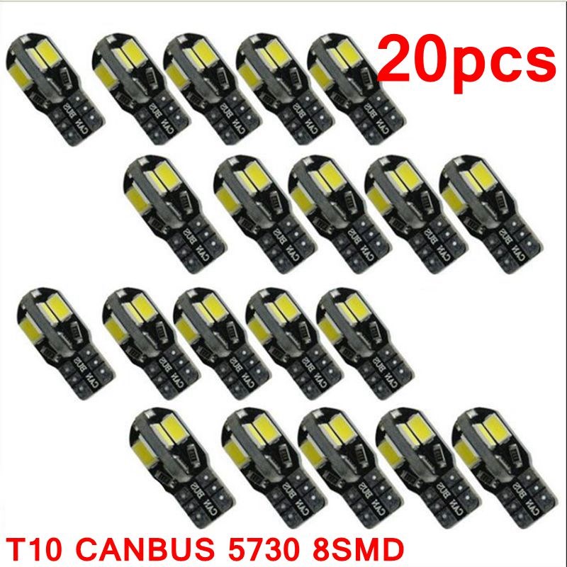 20PCS led Car Interior Bulb Canbus Error Free T10 White 5730