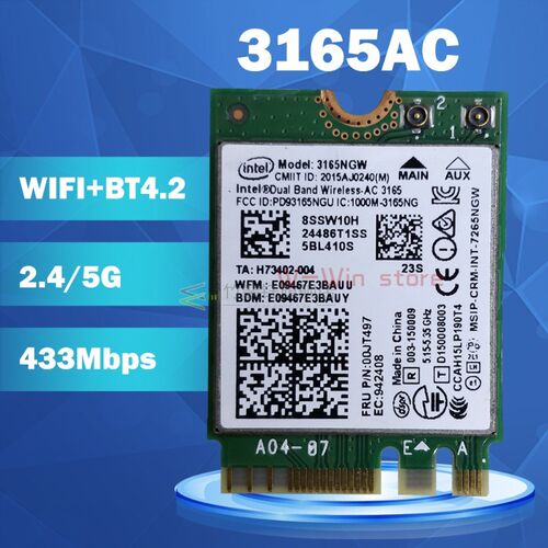WIFI CARD 3165NGW 3165AC 00JT497 Dual Band 2.4G/5G Wireless