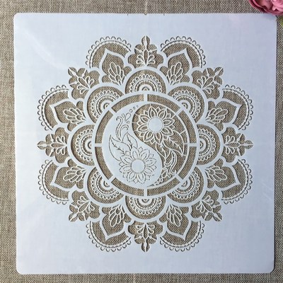 *30*30cm Mandala Geometry Taiji DIY Layering Stencils Wall P