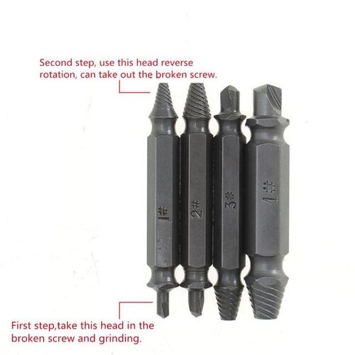 4Pcs Double Side Drill Out Damaged Screw Extractor Out Remov
