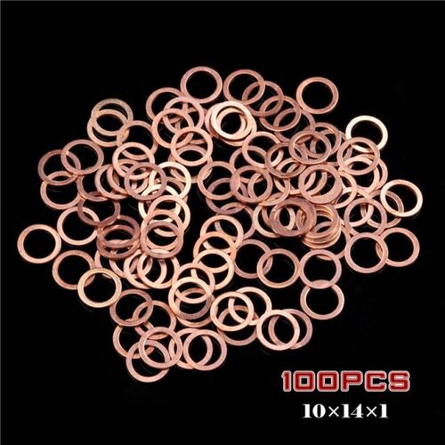 100PCS Solid Copper Crush Washers 10*14*1mm Sump Plug Oil Se