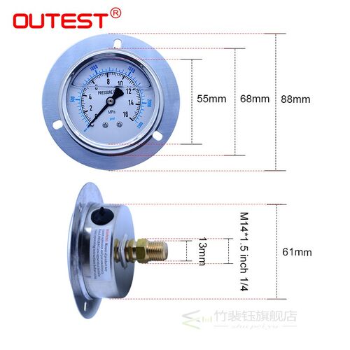 Pressure Gauge Fuel Air Compressor Meter 16 Bar Radial Axial