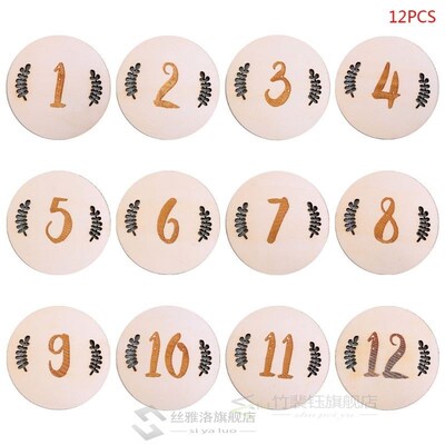 12 Pcs/set Handmade Baby Milestone Card Vintage Leaf Numbers