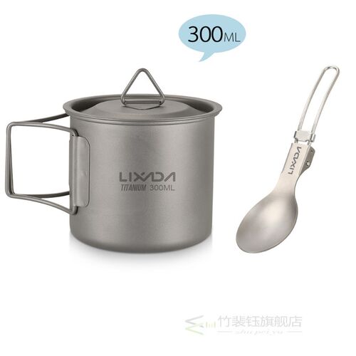 Lixada Titanium Flatware Set Folding Spork Spoon Water  Mug