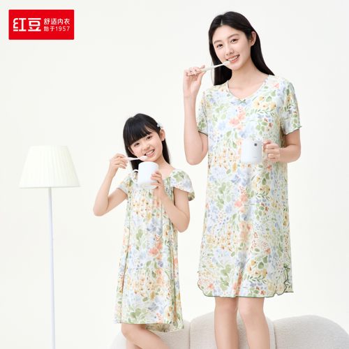 红豆QQ弹睡衣女士短袖睡裙居家服