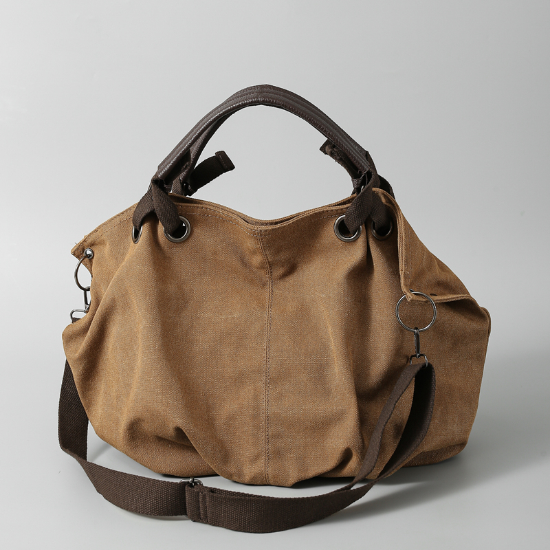 可斜挎帆布手提美拉德色托特包