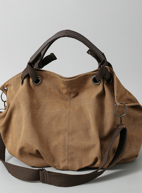 ZAR FENDEN2025新款美式工装包可斜挎帆布手提美拉德色托特包