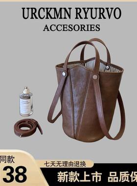 ZAR FENDEN高级感复古水桶包女2024秋冬新款大容量腋下包托特包包