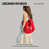 ZAR FENDEN红色大容量单肩帆布包2025新款 韩系百搭懒风托特包