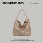 ZAR FENDEN枪枪同款 香槟色手工编织托特包大容量腋下手提单肩大包