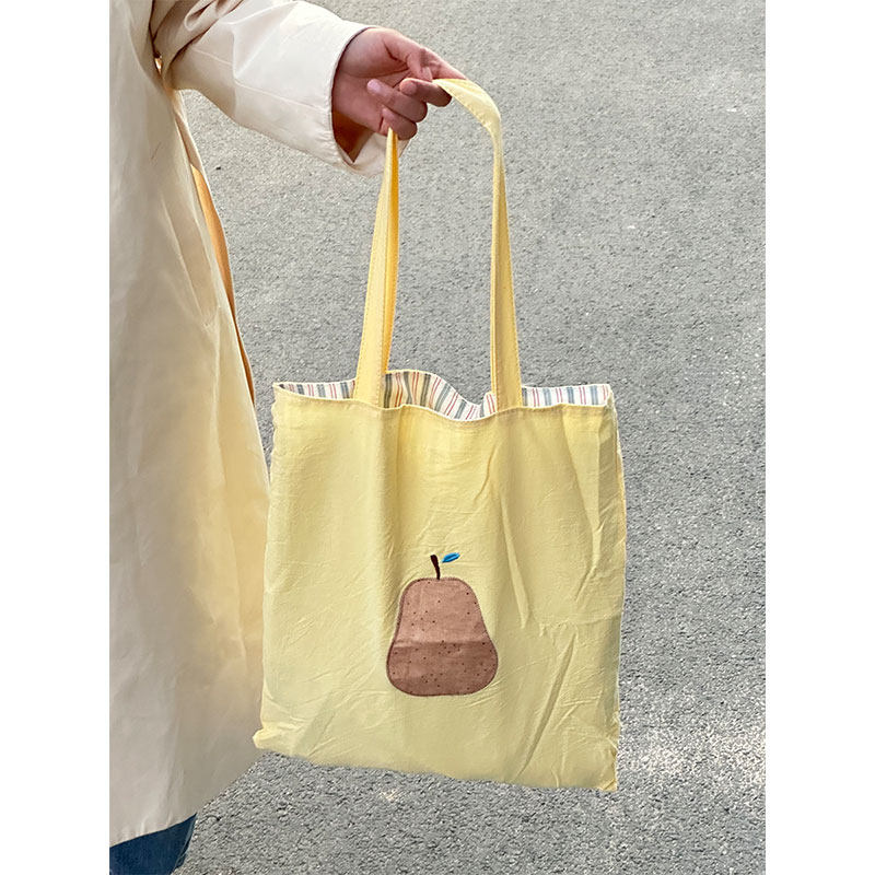 2026新款小众设计梨子帆布包小清新休闲百搭森系学生单肩包手提包,箱包皮具/热销女包/男包,托特包,淘宝优惠券,粉丝福利购,淘宝优惠卷