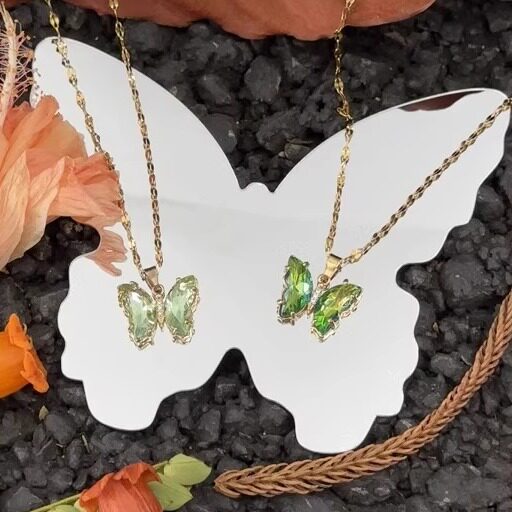 HOWEET绿钻蝴蝶项链轻奢小众