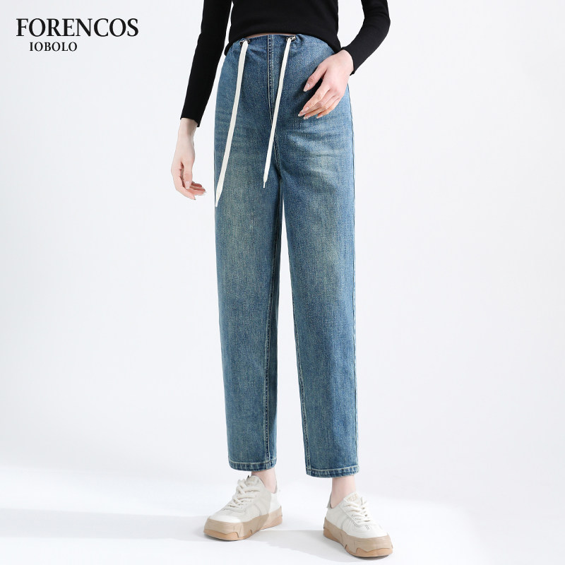 孕妇牛仔裤秋冬款外穿2023新款无托腹布小个子大码老爹裤直筒裤子