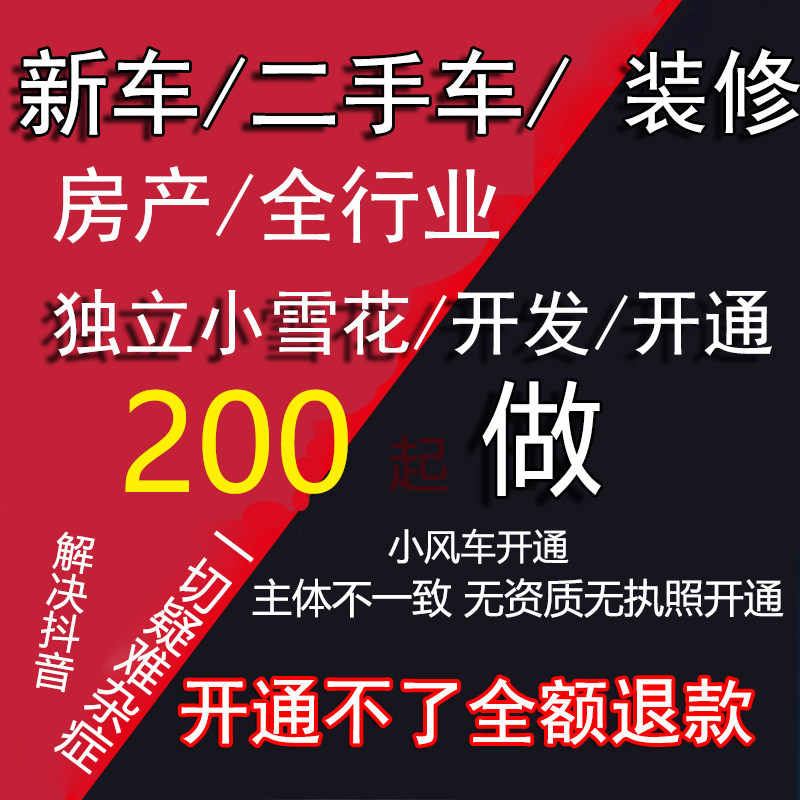 抖音新车二手车房产小雪花风车团平面广告设计