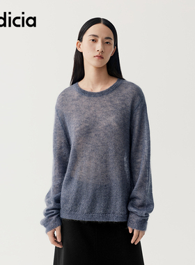 indicia标记商场同款2025冬季新款蓝色慵懒感微透毛衫 F2D5MS459F