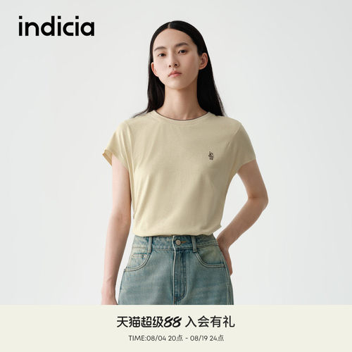 indicia标记商场同款夏季新款假两件设计感百搭短袖T恤 F2B5TX273