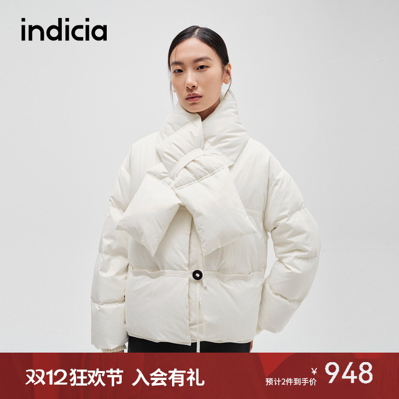 indicia标记商场同款冬季新款廓形保暖围巾羽绒服F2D4YR674C